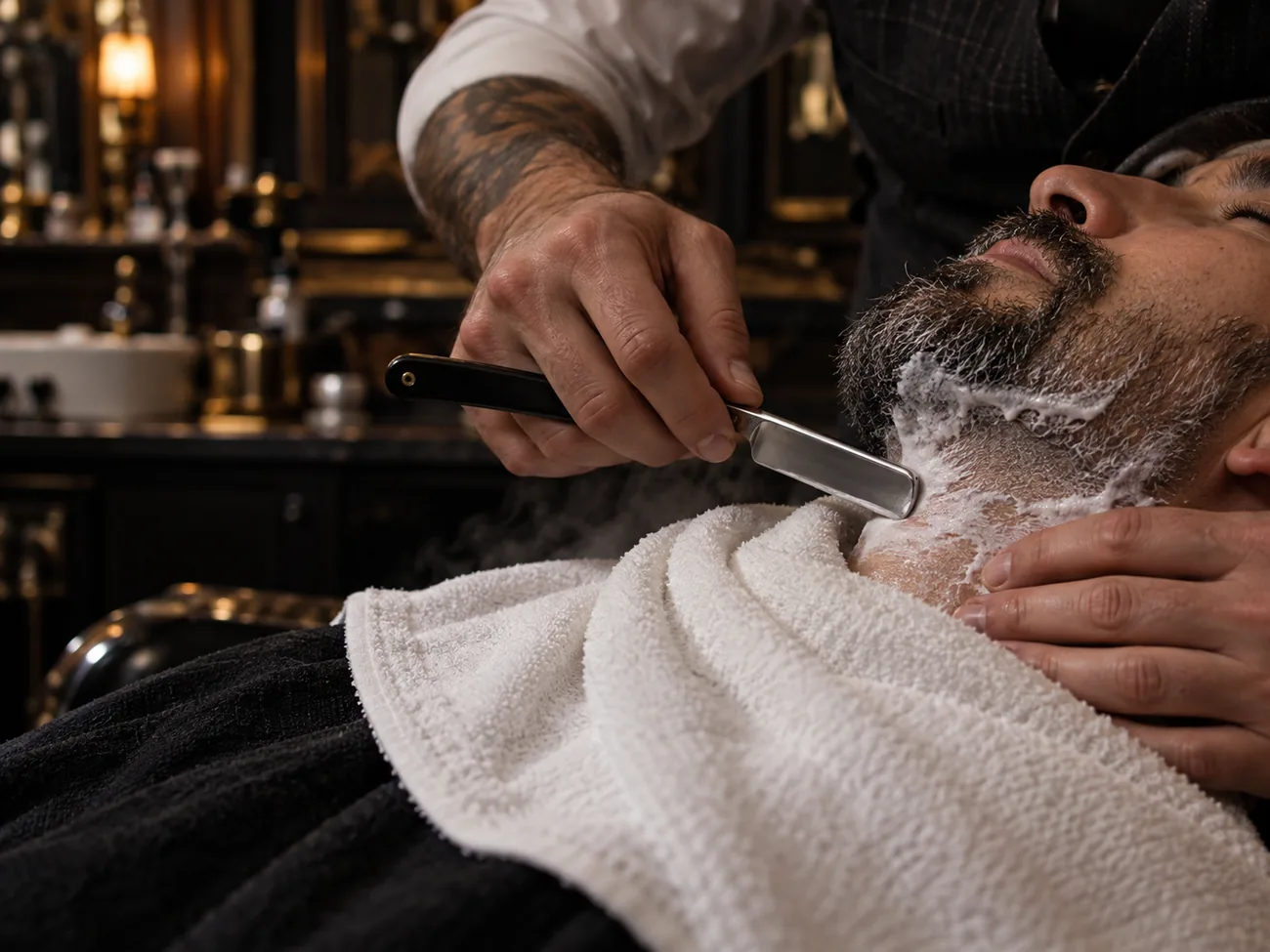 Detalhe de atendimento de barba, imagem ilustrativa