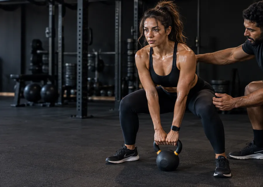 Personal trainer e aluna conversando sobre um plano de treino
